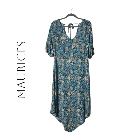 2014. MAURICES SHORT SLEEVE MIDI LENGTH DRESS PIXIES STYLE BOTTOM HEM SIZE LARGE - Picture 1 of 7